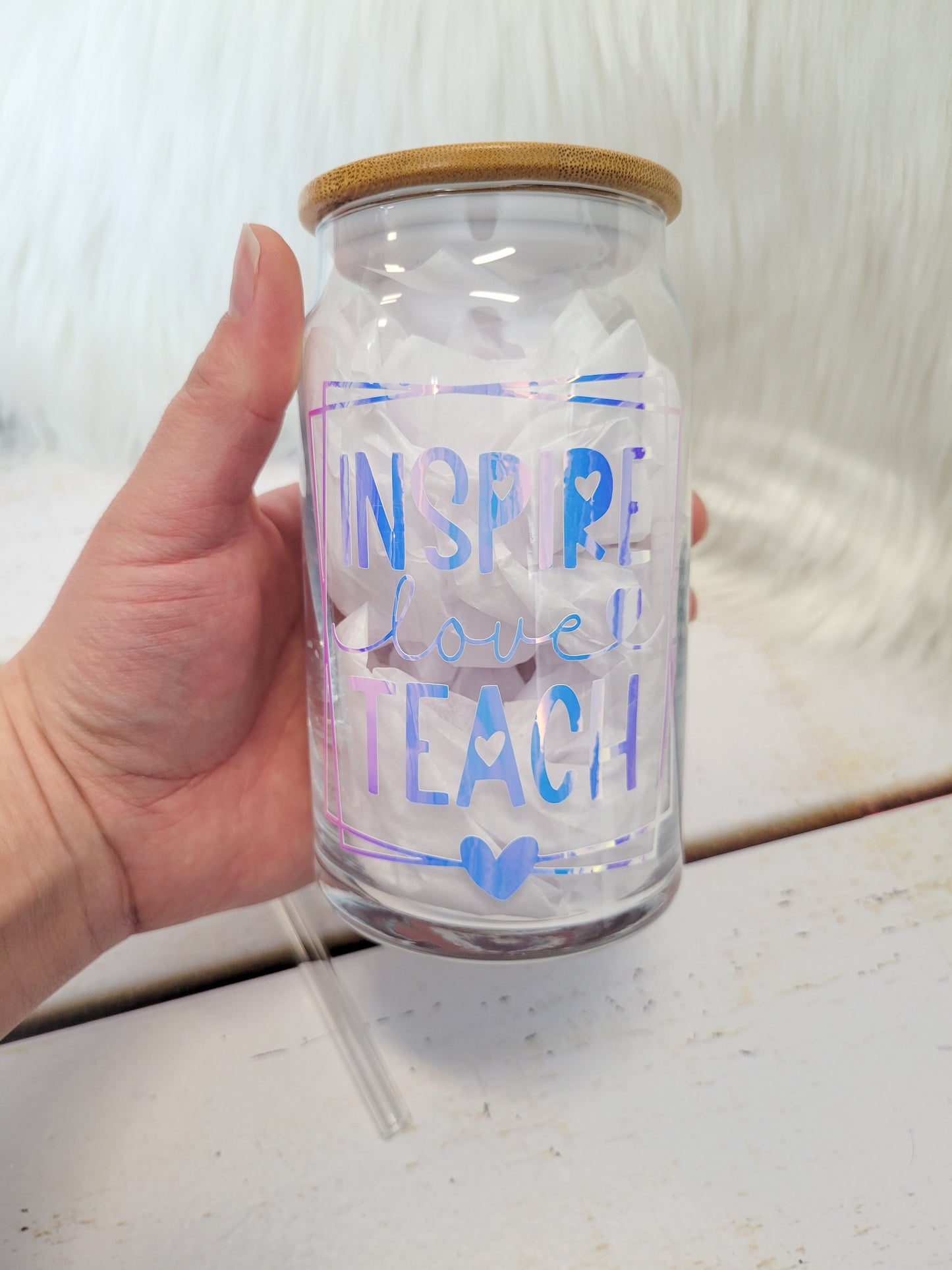 Inspire Love Teach Glass Tumbler